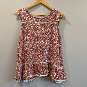 Maeve Anthropologie Floral Sleeveless Wrap Back Top